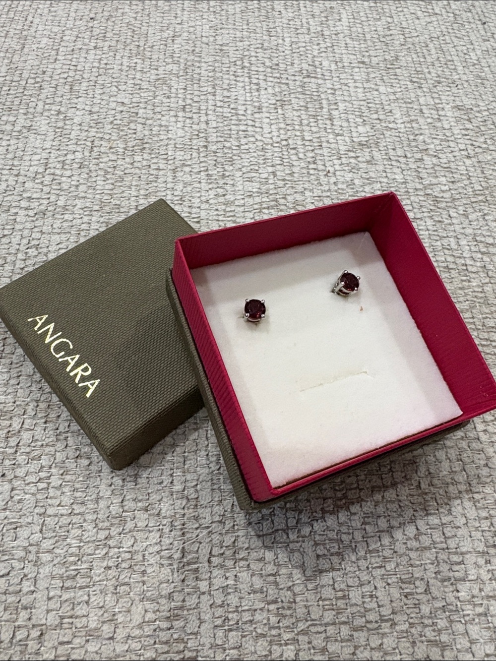 Angara Deep Garnet Stud Earrings in Rich Red